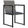 5 Piece Patio Dining Set with Cushions Poly Rattan Gray