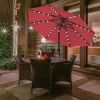 9' Solar Umbrella 32 LED Lighted Patio Umbrella Table Market Umbrella with Push Button Tilt/Crank Outdoor Umbrella for Garden, Deck, Backyard and Pool