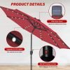 9' Solar Umbrella 32 LED Lighted Patio Umbrella Table Market Umbrella with Push Button Tilt/Crank Outdoor Umbrella for Garden, Deck, Backyard and Pool