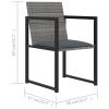 5 Piece Patio Dining Set with Cushions Poly Rattan Gray