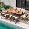 79" Acacia Wood Outdoor Dining Table for 8 with 1.9" Umbrella Hole