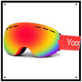 Adultdouble-layer Ski Goggles (Color: Red)