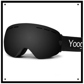 Adultdouble-layer Ski Goggles (Color: Black)