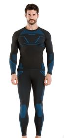 Quick-drying underwear suits for men and women (Option: Male black and blue-XXL)