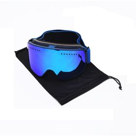 Double Italian Anti-fog Tablet Eye Protection Ski Glasses (Option: Black and blue-Cloth bag)