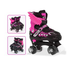 Children Adjustable Skates Roller Skates Boys Girls Kid's Roller  4-Wheels Outdoor Sports Skates (Option: Ink wheel-Pink-S)