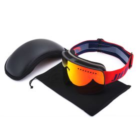 Double Italian Anti-fog Tablet Eye Protection Ski Glasses (Option: Black red-EVA box)