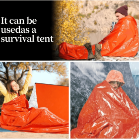 Portable Lightweight Emergency Sleeping Bag, Blanket, Tent - Thermal Bivy Sack For Camping, Hiking, And Outdoor Activities - Windproof And Waterproof (Option: Orange-Blanket)