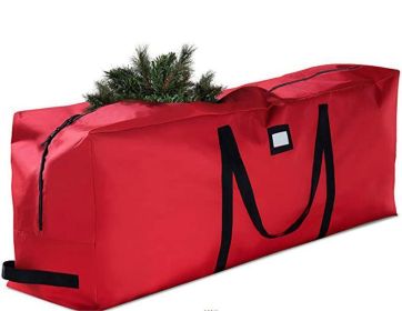 Large Christmas Tree Storage Bag 600D Oxford Cloth Artificial Christmas Tree Storage Bag Holiday Wrap 9 Foot Christmas Tree (Color: Red, size: 122*34*51)