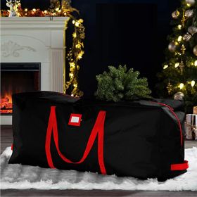 Large Christmas Tree Storage Bag 600D Oxford Cloth Artificial Christmas Tree Storage Bag Holiday Wrap 9 Foot Christmas Tree (Color: Black, size: 122*34*51)