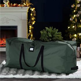 Large Christmas Tree Storage Bag 600D Oxford Cloth Artificial Christmas Tree Storage Bag Holiday Wrap 9 Foot Christmas Tree (Color: Green, size: 122*34*51)