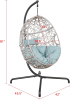 Patio Wicker Swing Egg Chair Basket Rattan Teardrop Hanging Lounge Chair with Stand and Cushions