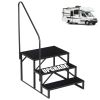 Hot Tub Steps Outdoor, 2 RV Steps with Handrail, Portable RV Stairs 3 Step, Heavy Duty Truck Camper Steps Ladders for Travel Trailers, 5th Wheel, Moto