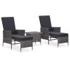 3 Piece Patio Lounge Set with Cushions Poly Rattan Gray