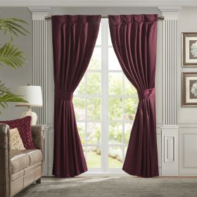 Pleat Curtain Panel with Tieback (Single) (Color: as Pic)