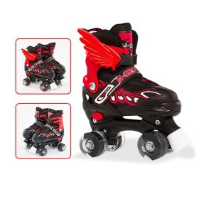 Children Adjustable Skates Roller Skates Boys Girls Kid's Roller  4-Wheels Outdoor Sports Skates (Option: Ink wheel-Red-S)