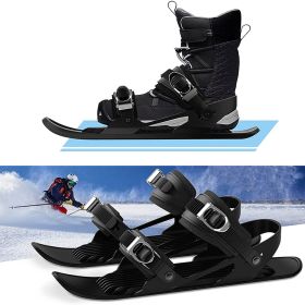 Mini Ski Skates Portable Short Skiboard Adjustable Skates Shoes For Snow (Option: 2021black boxed)