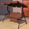 3 Seat Outdoor Patio Canopy Swing with Cushioned Steel Frame