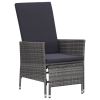 3 Piece Patio Lounge Set with Cushions Poly Rattan Gray