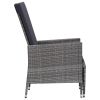 3 Piece Patio Lounge Set with Cushions Poly Rattan Gray