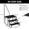 Hot Tub Steps Outdoor, 2 RV Steps with Handrail, Portable RV Stairs 3 Step, Heavy Duty Truck Camper Steps Ladders for Travel Trailers, 5th Wheel, Moto