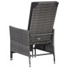 3 Piece Patio Lounge Set with Cushions Poly Rattan Gray