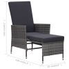 3 Piece Patio Lounge Set with Cushions Poly Rattan Gray