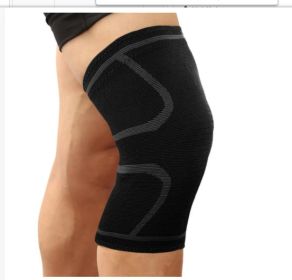 Double Corrugated Non-slip Stretch Keep Warm Nylon Needle Sports Kneecaps (Option: Black And Gray-XL)