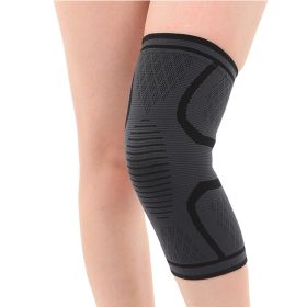 Double Corrugated Non-slip Stretch Keep Warm Nylon Needle Sports Kneecaps (Option: Black-M)